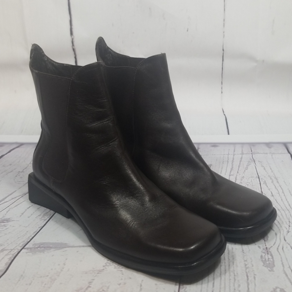 Cole Haan Studio Brown Leather Chelsea Ankle Boots